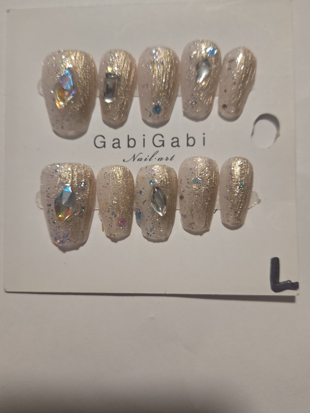 GabiGabi Sparkling Pearl Press-On Nails with Crystals